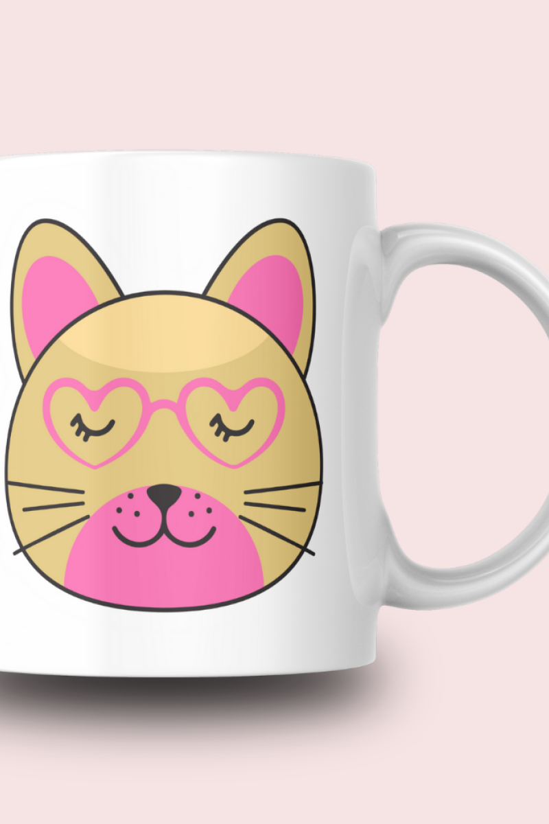 Sevimli Minimalist Hayvan Karikatürlü Tasarım Seramik 350 Ml Kupa Bardak