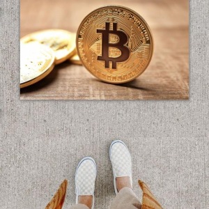 Dijital Baskı Dekoratif Bitcoin Pudra Kapı Önü Paspası K-1280