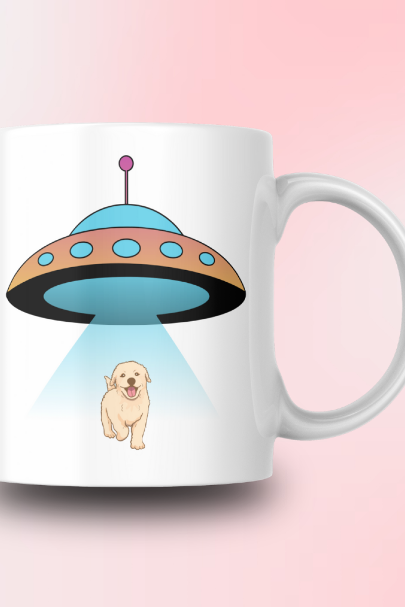 Ufo Altında Yürüyen Köpek Tasarım Seramik 350 Ml Kupa Bardak