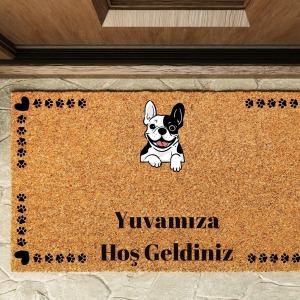 Kapı Önü Paspası Özel Tasarım Koko Model Gülen Pug PK-1578