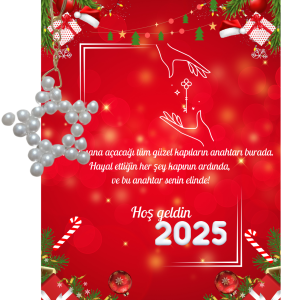Yeni Yıl 2025 Kart Üzerinde Anahtarlık (Kişiye Özel Yazı Yazdırılabilir) Yıldız Model