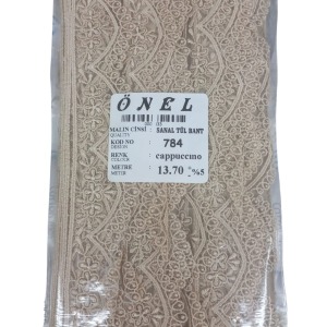 Dantel Polyester Sanal Tül Bant Cappucino 13,70 Metre En 6 cm ON-784-C