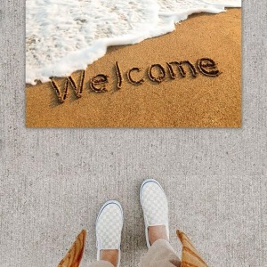 Dijital Baskı Dekoratif Welcome Beyaz Kapı Önü Paspası K-1253