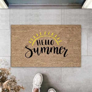 Siyah Kapı Önü Paspası Hello Summer Desen  K-3272