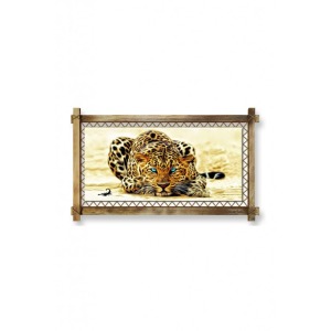 Kanvas Leopar Led Işıklı Rustik Tablo
