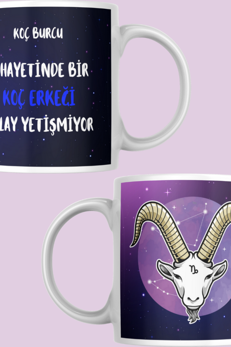 Koç Burcu Erkeği Tasarım Seramik 350 Ml Kupa Bardak