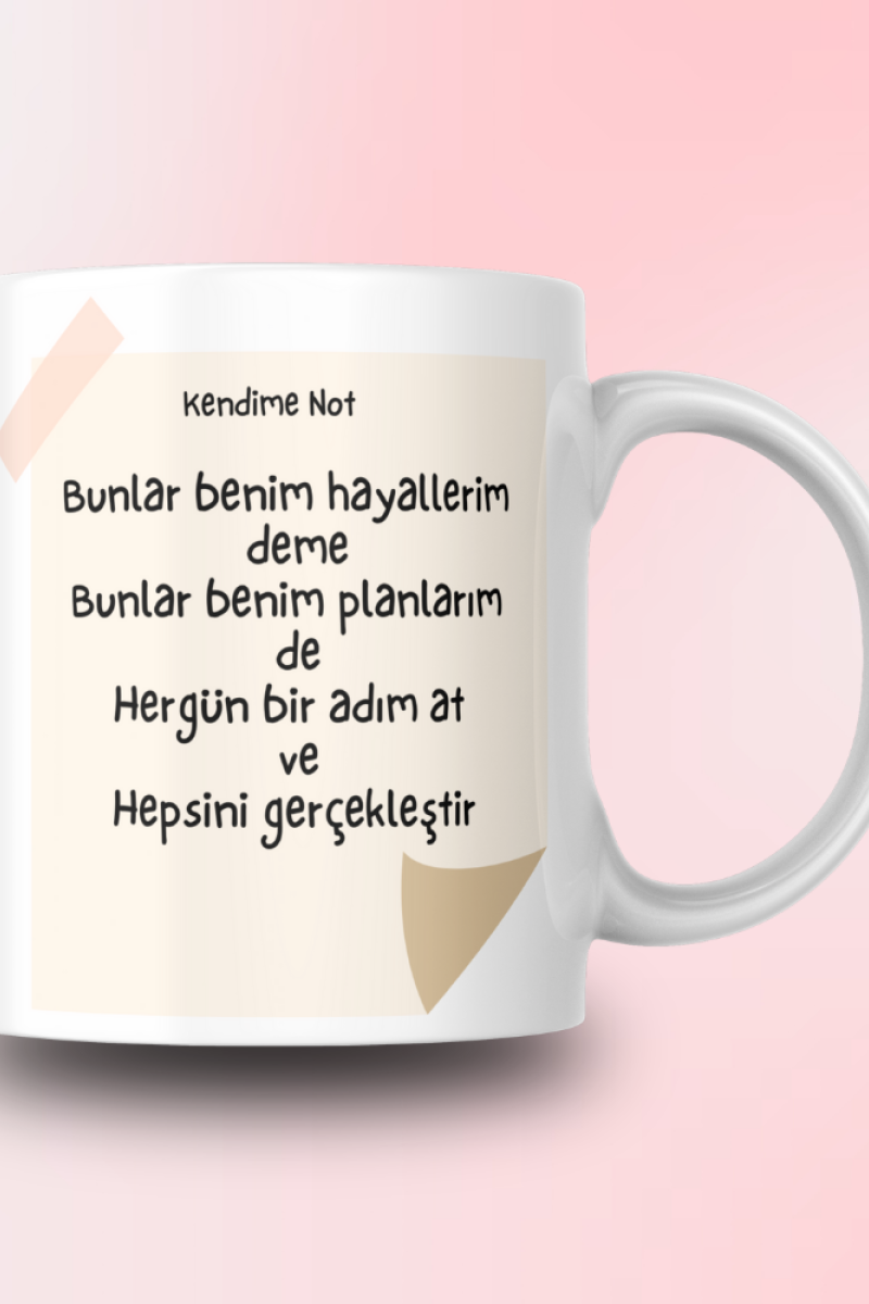 Kendime Not Tasarım Seramik 350 Ml Kupa Bardak
