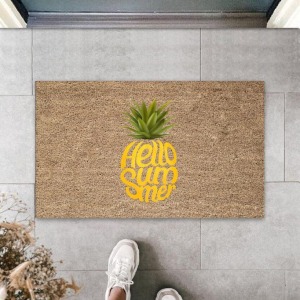Kahverengi Kapı Önü Paspası Hello Summer Ananas Desen  K-3263