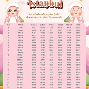 Ramazan İmsakiyesi Modern Kişiye Özel Tasarımlı Dijital Baskı 500 Adet A4 300 gr Model 44