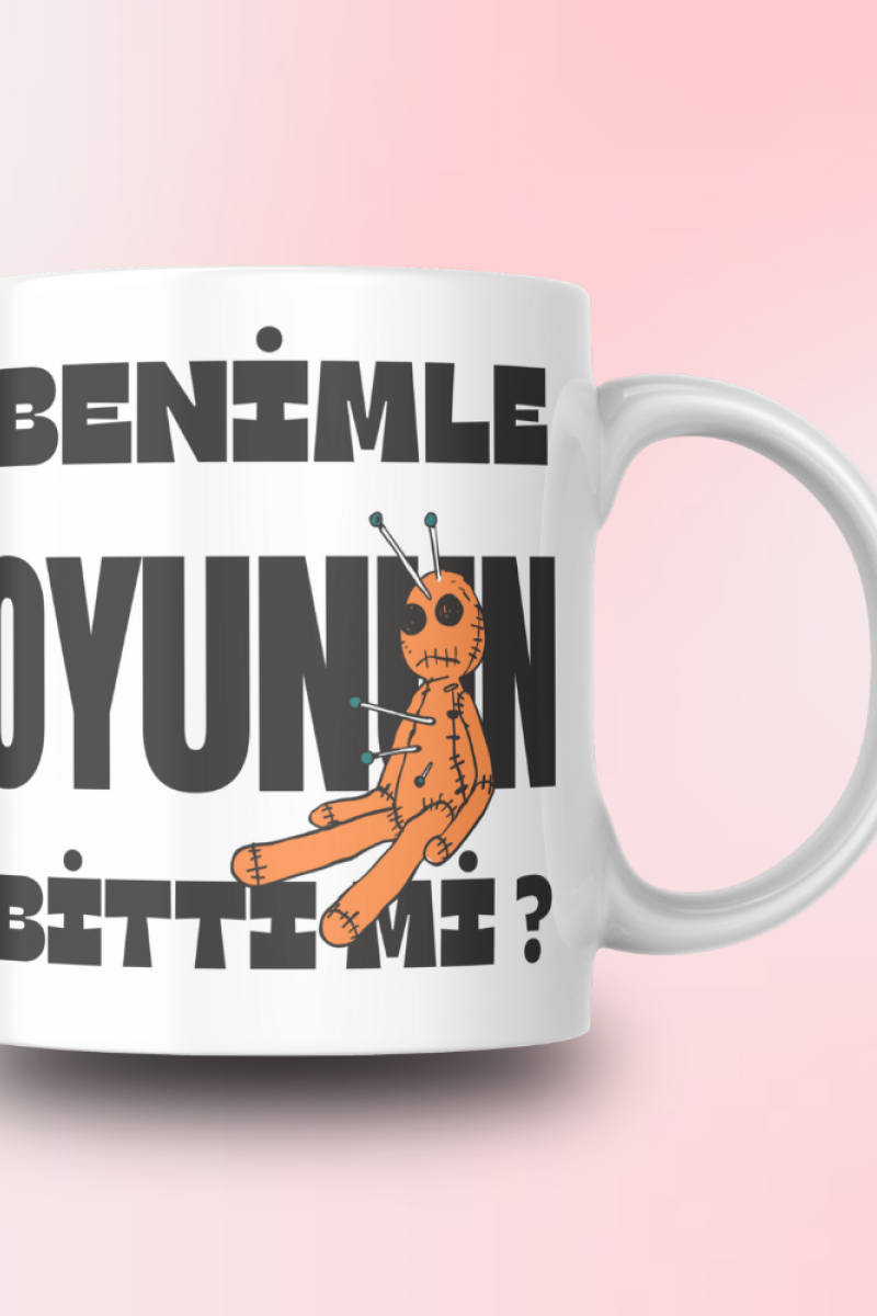 Benimle Oyunun Bitti Mi Tasarım Seramik 350 Ml Kupa Bardak