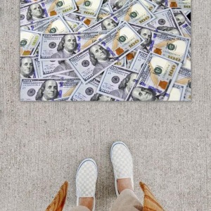 Dijital Baskı Dekoratif Dolar Çok Renkli Kapı Önü Paspası K-1242