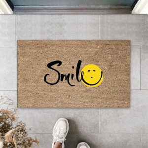 Kahverengi Kapı Önü Paspası Smile Desen  K-3269