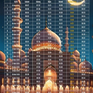 Ramazan İmsakiyesi Modern Kişiye Özel Tasarımlı Dijital Baskı 6 Adet A4 300 gr Model 9