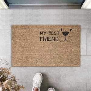 Dijital Baskı Kahverengi My Best Friend Dekoratif Kapı Paspası K-2021
