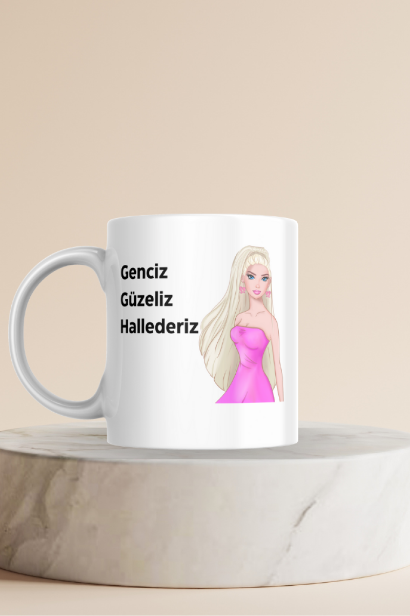Barbie Desenli Tasarım Seramik 350 Ml Kupa Bardak , Hediyelik Seramik 350 Ml Kupa Bardak