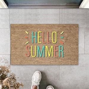 Sarı Kapı Önü Paspası Hello Summer Desen  K-3279