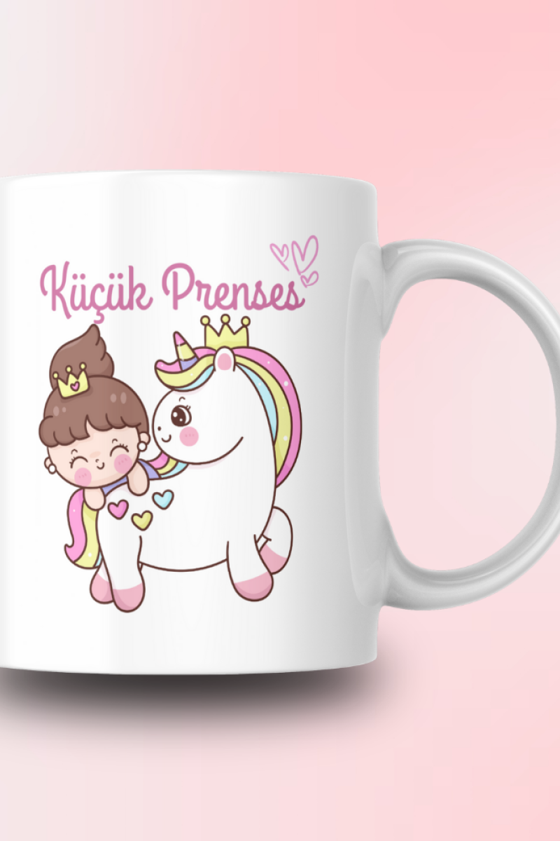 Küçük Prenses Unicorn Tasarım Seramik 350 Ml Kupa Bardak