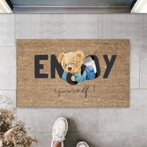 Bej Kapı Önü Paspası Enjoy Yourself Ayıcık Desen  K-3337