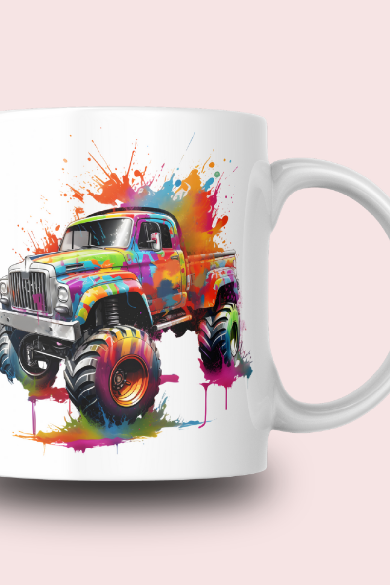 Monster Araba Temalı Tasarım Seramik 350 Ml Kupa Bardak