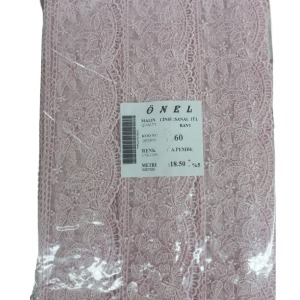 Dantel Polyester Sanal Tül Bant Açık Pembe 18,50 Metre En 6 cm ON-60-P