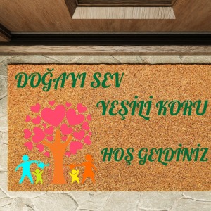 Kapı Önü Paspası Özel Tasarım Koko Model Doğayı sev PK-1531
