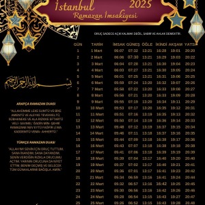 Ramazan İmsakiyesi Modern Kişiye Özel Tasarımlı Dijital Baskı 6 Adet A4 300 gr Model 40