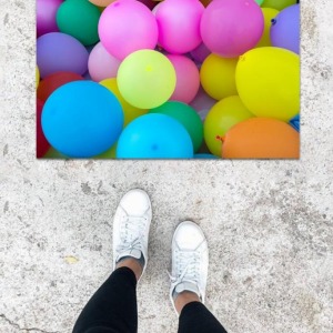 Dijital Baskı Renkli Balon Desen Kapı Önü Paspası K-1015