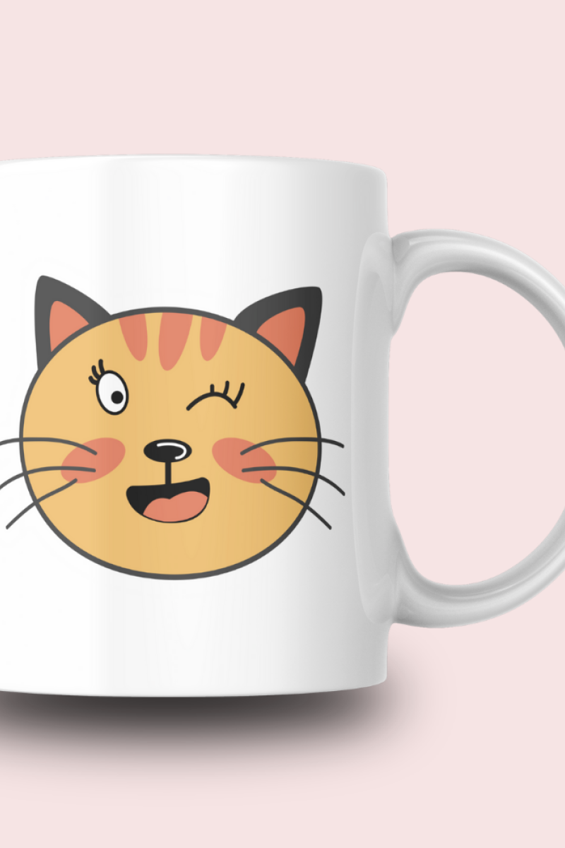 Sevimli Minimalist Hayvan Karikatürlü Tasarım Seramik 350 Ml Kupa Bardak