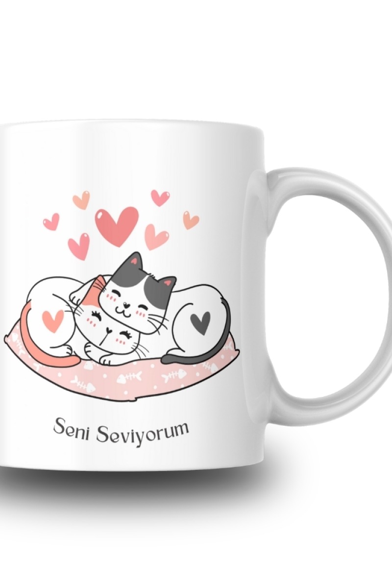 Seni Seviyorum Yazılı Tasarım Seramik 350 Ml Kupa Bardak