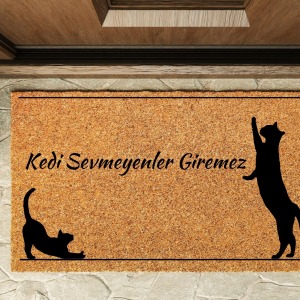 Kapı Önü Paspası Özel Tasarım Koko Model Kedi Sevmeyen Giremez PK-1565