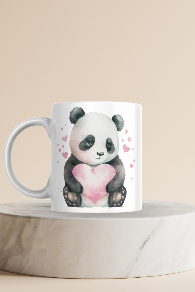 Panda Baskılı Sevimli Hediyelik Seramik 350 Ml Kupa Bardak