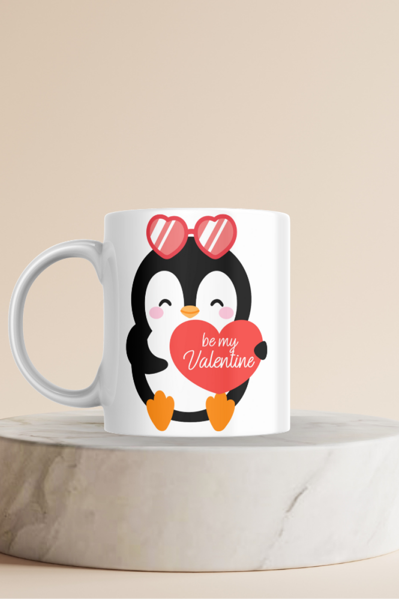 Penguen Baskılı Hediyelik Seramik 350 Ml Kupa Bardak