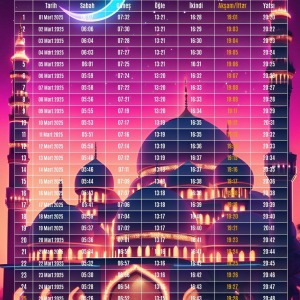 Ramazan İmsakiyesi Modern Kişiye Özel Tasarımlı Dijital Baskı 6 Adet A4 300 gr Model 6