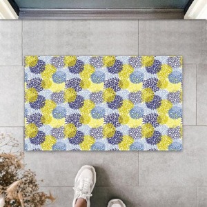 Sarı-Mavi Kapı Önü Paspası Karahindiba Desen  K-3226