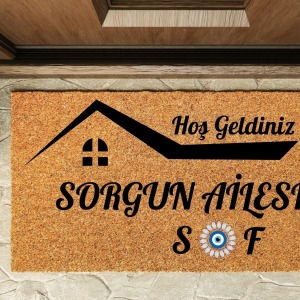 Kapı Önü Paspası Kişiye Özel Yazı Yazılır Koko Model Çatı Nazar PK-1586