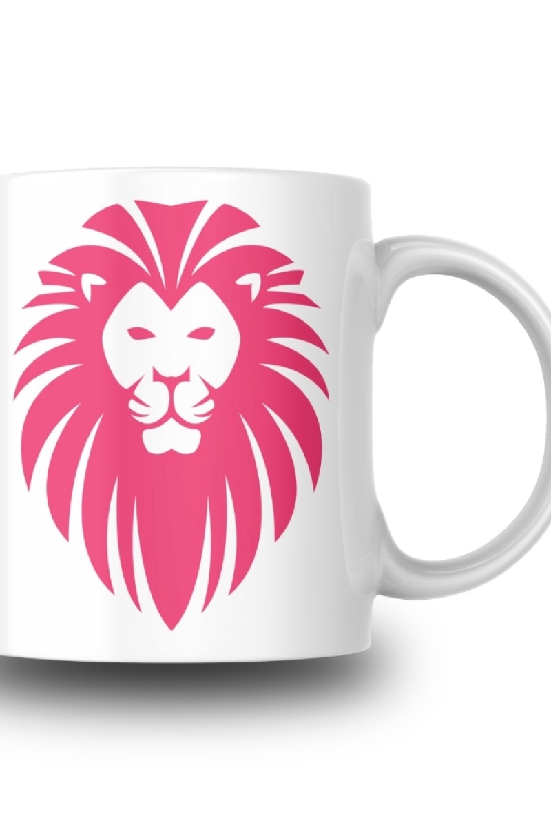 Pembe Aslan Desenli Seramik 350 Ml Kupa Bardak