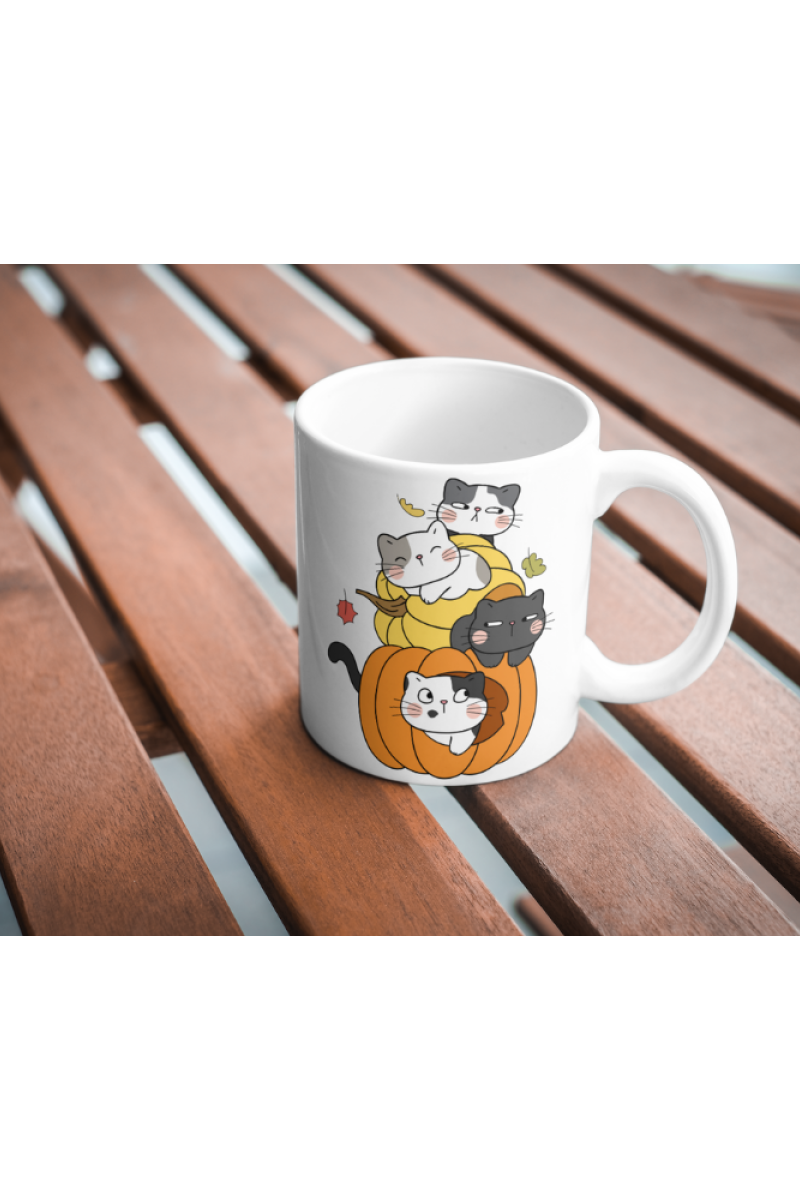 Kedi Temalı Tasarım Seramik 350 Ml Kupa Bardak