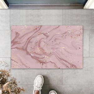 Dijital Modern Dalgalı Koyu Pembe Kapı Paspası Dış Mekan Paspas K-3118