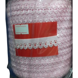 Çamaşır Lastiği Dantelli 1 cm 75 Metre 1 Top Açık Pembe
