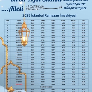 Ramazan İmsakiyesi Modern Kişiye Özel Tasarımlı Dijital Baskı 1 Adet A4 300 gr Model 18