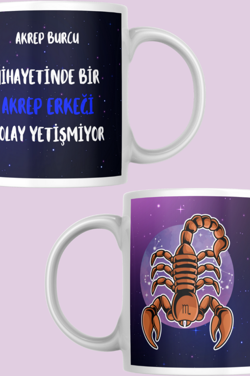 Akrep Burcu Erkeği Tasarım Seramik 350 Ml Kupa Bardak