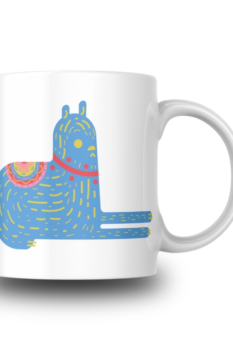 Soyut Kedi Desenli Seramik 350 Ml Kupa Bardak
