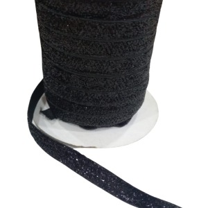Kadife Kurdele Simli 1 cm Siyah 1 Metre