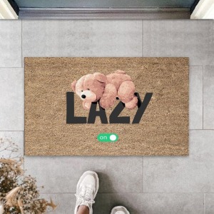 Bej Kapı Önü Paspası Lazy Ayıcık Desen  K-3352