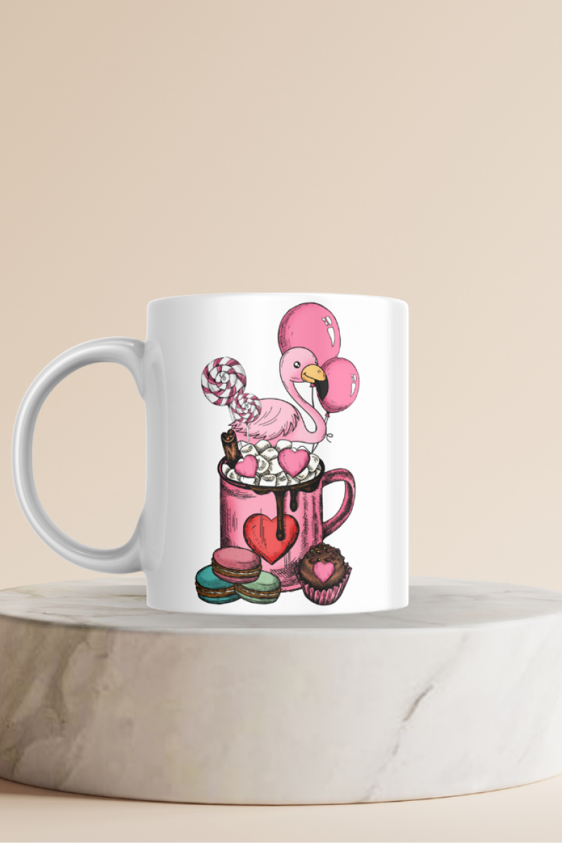 Flamingo Baskılı Sevimli Hediyelik Seramik 350 Ml Kupa Bardak