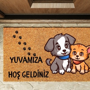 Kapı Önü Paspası Özel Tasarım Koko Model Sevimli Kedi-Köpek PK-1563