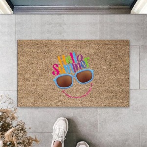Kahverengi Kapı Önü Paspası Hello Summer Gözlük Desen  K-3266