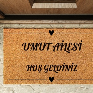 Kapı Önü Paspası Kişiye Özel Yazı Yazılır Koko Model Kalp Şerit PK-1591