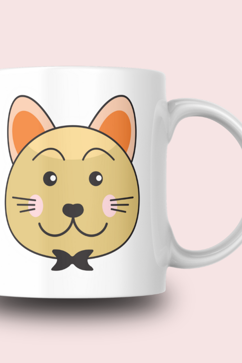 Sevimli Minimalist Hayvan Karikatürlü Tasarım Seramik 350 Ml Kupa Bardak