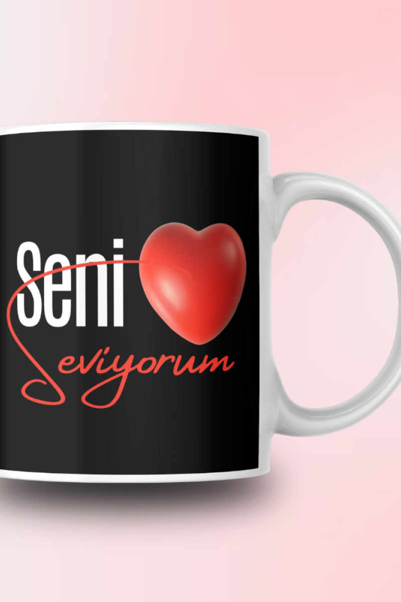 Seni Seviyorum Yazılı Tasarım Seramik 350 Ml Kupa Bardak